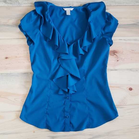 Banana Republic button up ruffle shirt size SMALL - Picture 4 of 4